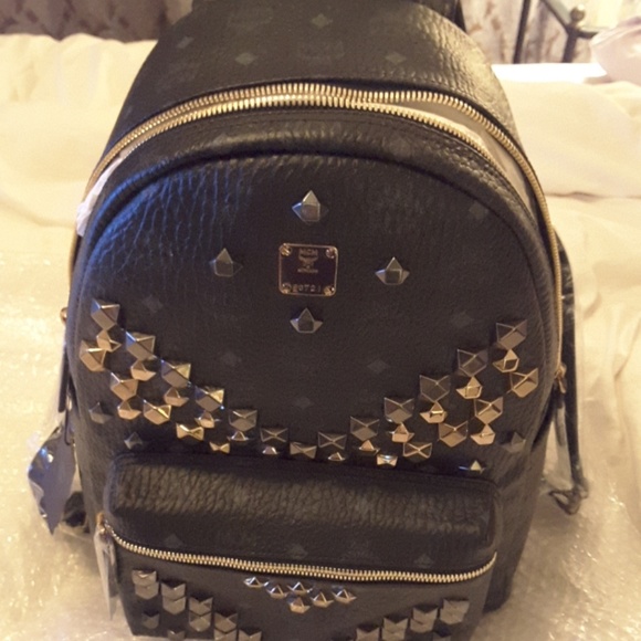 MCM Black Backpack Medium size, with studs! NWOT. - Picture 4 of 10